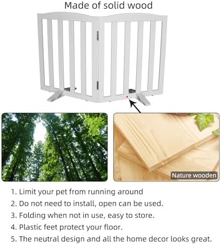 Freestanding Dog Gate Indoor, Doggie Gate Foldable Dog Gates - Image 6