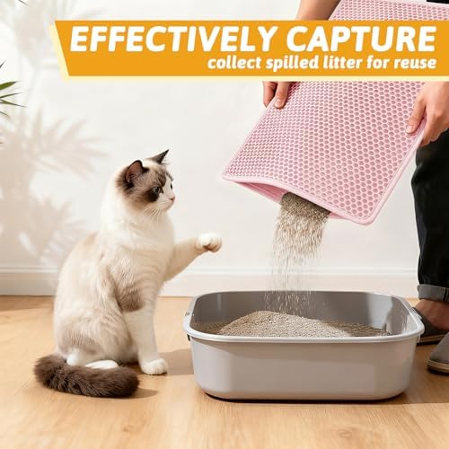 Pieviev Cat Litter Mat, Double-Layer Waterproof Litter Trap - Image 3