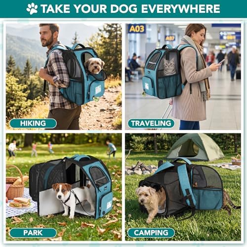 PetAmi Expandable Dog Cat Backpack Carrier, Airline Approved, Teal Blue - Image 7