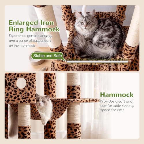 Globlazer 83inch Sturdy Multi-Level Tall Cat Tower, Leopard Print - Image 4