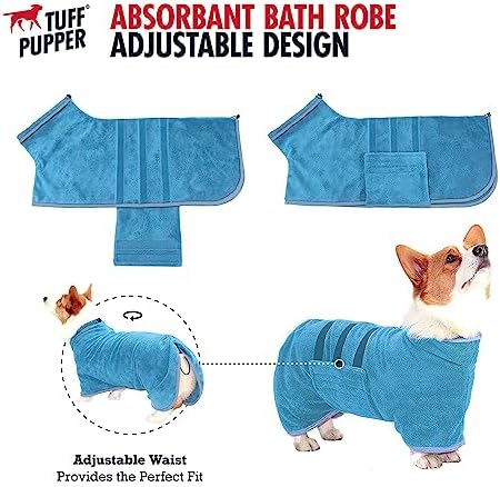 Tuff Pupper Bathrobe, 800 GSM Plush, Super Absorbent, Adjustable Hood & Belly - Image 4