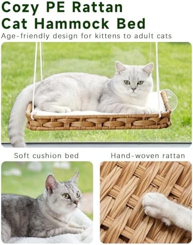 SETVSON Cat Window Perch 2-in-1 Cat Window Hammock Bed, Wall Shelves - Image 4