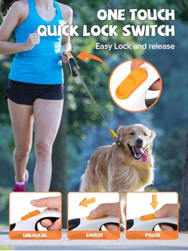 Retractable Dog Leash with LED Flashlight, Douexio Upgrade 3 in 1 Dog Leash - Image 4