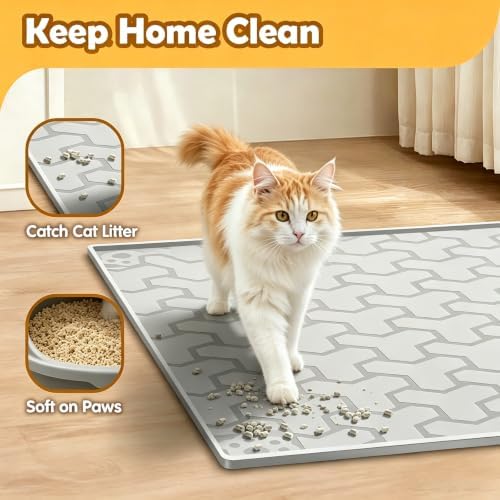 Silicone Cat Litter Mat 34"x22", 0.55‑Inch Raised Lip - Image 2