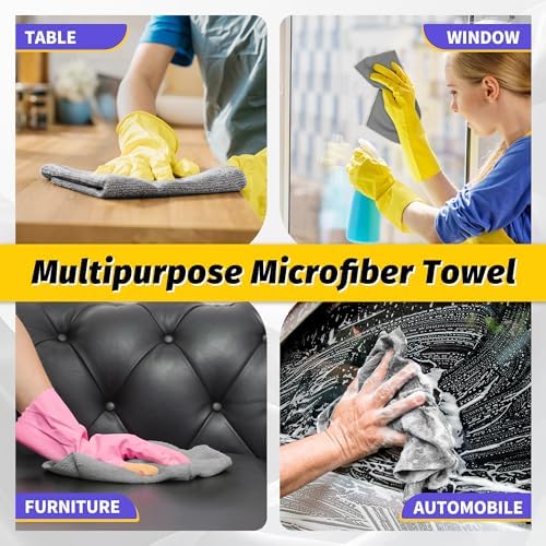 Microfiber Cleaning Cloth, 150 Pack Grey Cleaning Rags - Image 7