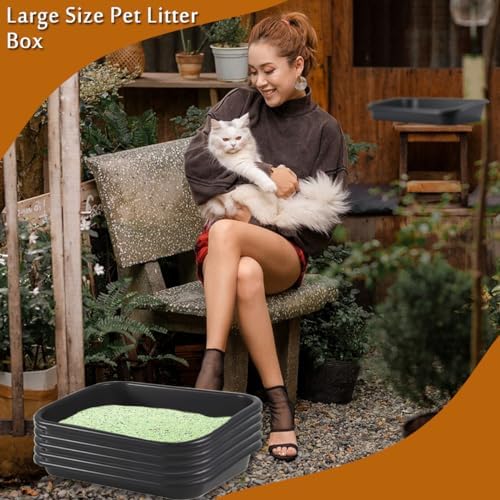 3 Pcs Low Entry Senior Cat Litter Box, Extra Large Size Pet Litter Box Low - Image 7