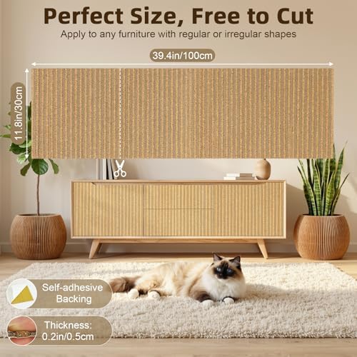 Cat Scratch Mat, 39.4 * 11.8IN Cork Cat Scratch Furniture Protector - Image 2