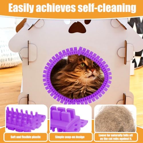 Cat Self Groomer Arch for Cardboard Boxes, DIY Tunnel Self-Grooming Brush Hole - Image 4