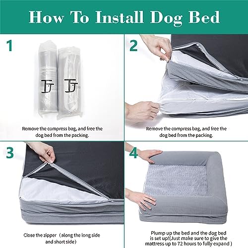 TJSOULER Orthopedic Dog Beds for Large Dogs, Waterproof Lined Egg Crate Foam - Image 6