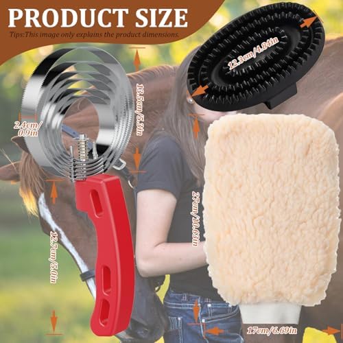 Rubber Curry Comb with Handle, Grooming Brush - Image 2