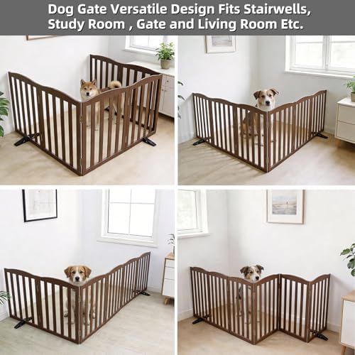 Freestanding Dog Gate Indoor, Doggie Gate Foldable Pet Gates - Image 4
