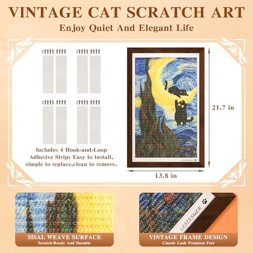 Wall Art Cat Scratcher, Framed Sisal Scratch Pad - Image 2