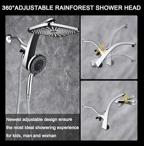 Rain Shower Head with Handheld Showerhead, Chrome 1.8GPM 460311 - Image 6