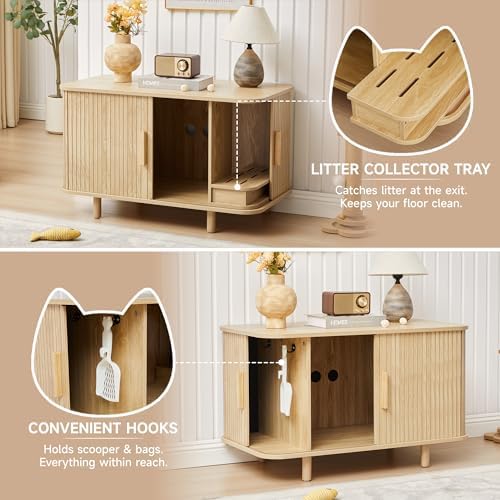 Fluted Cat Litter Box Enclosure Furniture - Image 4