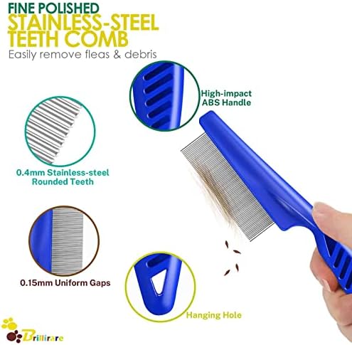 6 Pack Dog Grooming Comb, Pet Flea Lice Stainless Steel Cat Combs - Image 3