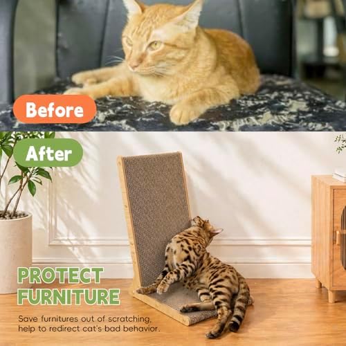 Cat Scratcher, L Shape Cat Scratching Board, 105° Cat Scratch Pad - Image 4