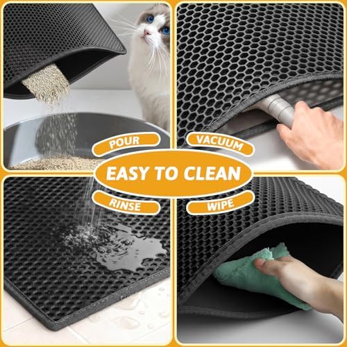 Pieviev Kitty Litter Mat, Double-Layer Waterproof Design - Image 6