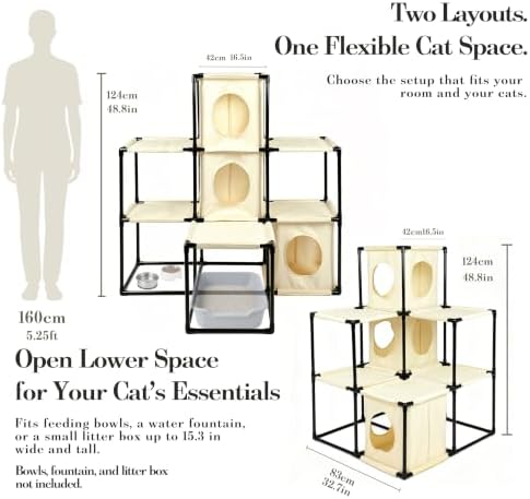 Modular PVC Cat Tree with 6 Removable Hammocks - Image 2