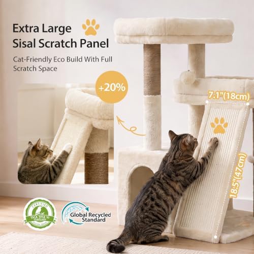 Heybly Compact Cat Tree with Big Scratcher, Stable Cat Tower HCT206SMJ - Image 4