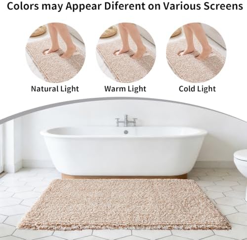 Disolla Beige & White Bathroom Runner Rug 24x70, Plush Extra Large Bath Mat - Image 7