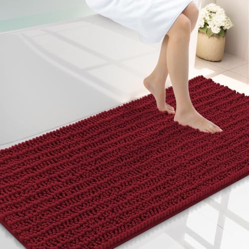 Smiry Bathroom Rugs 47X24, Extra Soft Rubber Backing Chenille Bath Mats by Smiry