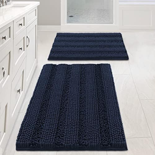 H.VERSAILTEX Navy Blue Bathroom Rugs 2 Piece, Bath Mat Set Slip-Resistant Extra by HVERSAILTEX
