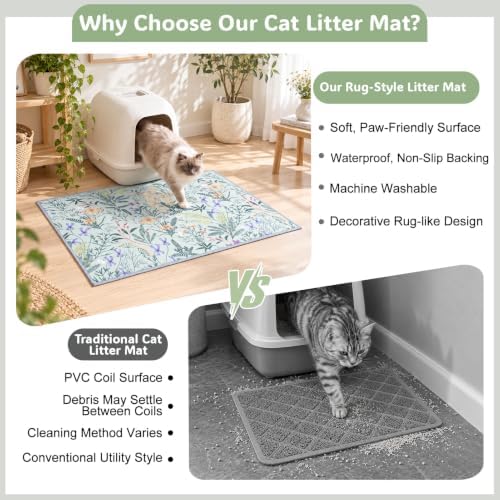 Bienbee Cat Litter Mat, 2 Pack 33" x 22" Machine Washable - Image 2