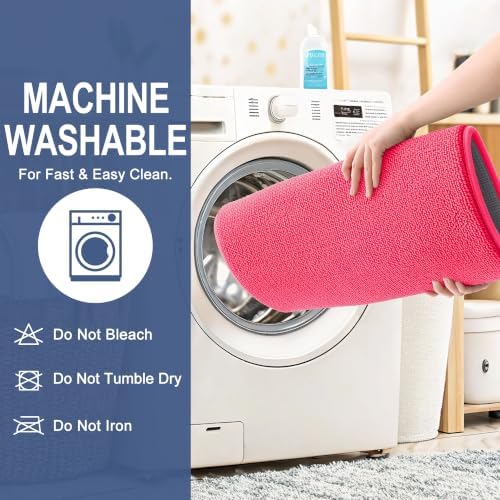 OLANLY Memory Foam Bathroom Runner Rugs 47x24, Absorbent Long Mat, Hot Pink - Image 6