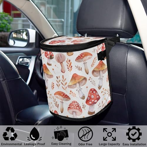 Car Trash Can Mushroom Leaves Car Garbage Bag - Image 5