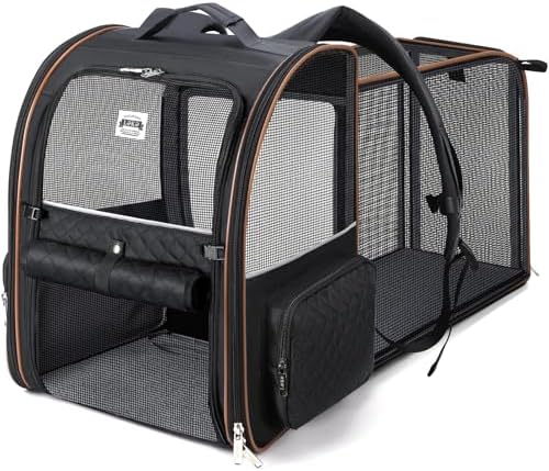 Large Cat Backpack Carrier Expandable Pet Carrier Backpack by LEKEBOBOR