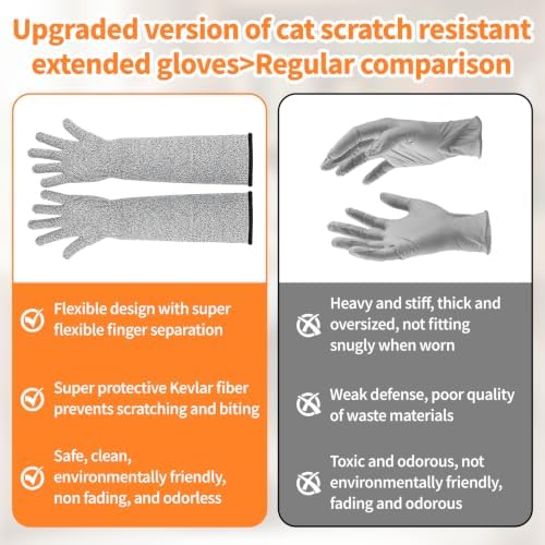 2 Pcs Cat Gloves Bite Proof, 17.7 Inch Extra-Long Durable Bite Resistant Gloves - Image 5