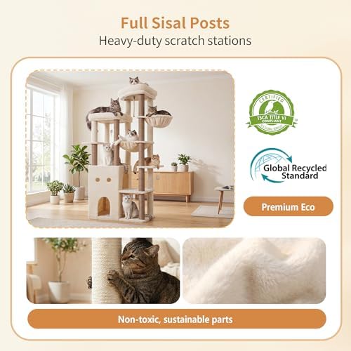 Heybly Cat Tree, 69.7 in Secure Anti-Tip Cat Tower - Image 5