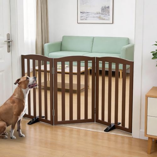 Freestanding Dog Gate Indoor, Doggie Gate Foldable Pet Gates by SFJC