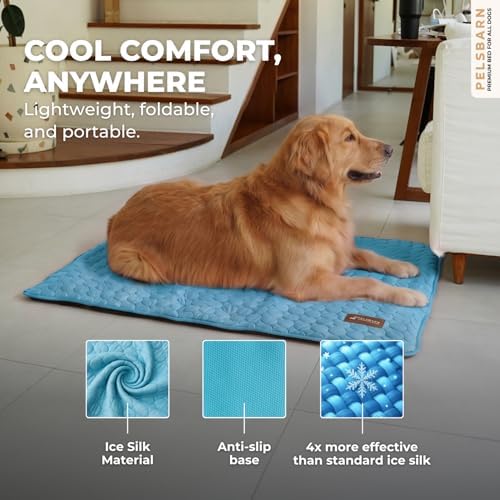 Pelsbarn Dog Cooling Mat, Ice Silk Self-Cooling Pad, Light Blue - Image 6