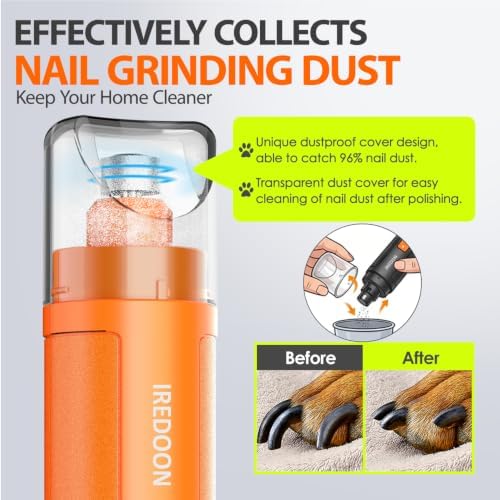 IREDOON Dog Nail Grinder with 4 LED Lights, 3 Speeds Super Quiet - Image 5
