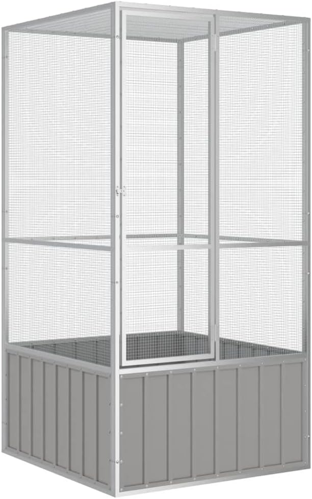 Steel Bird Cage, Large Flight King Bird Cage for Cockatiels African Grey Quaker Amazon Sun Parakeets Green Cheek Conures Pigeons Parrot Bird Cage Birdcage, Gray 43.7"x42.1"x83.3"