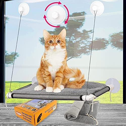 Cat Window Perch, Cat Hammock w/Fleece Blanket, Screw Suction Cups by SupplierforCats