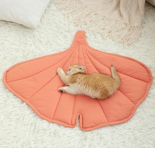 Letalong 31 X 25 Inch Leaf Shaped Cotton Cat Bed Pad, Warming Cat Mat, Pet - Image 5