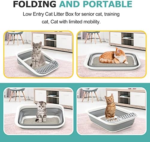 Foldable Cat Litter Box, Large Height-Adjustable Anti-Splash Open Air Kitty - Image 2