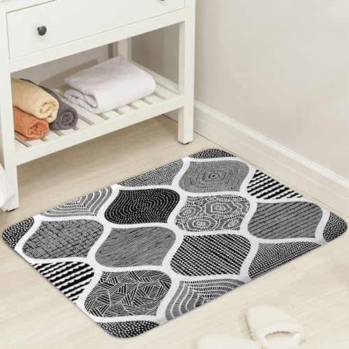 JAWO Black and White Paisley Bath Mat - Image 3