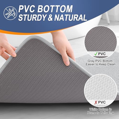 OLANLY Memory Foam Bathroom Runner Rugs 45x27, Absorbent Mat, Light Grey - Image 4