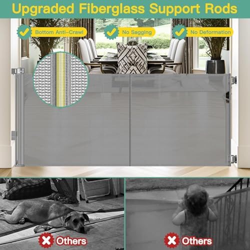 Upgraded 60" Wide Retractable Dog Gate - Image 2