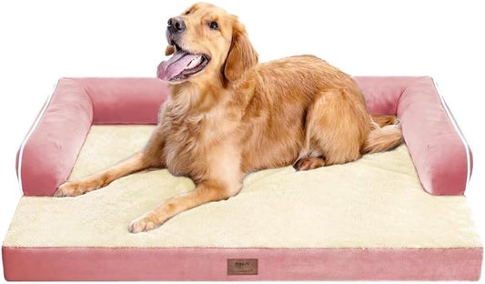 Large Dog Bed Orthopedic Washable: Beds Bolster - XL XLarge Big Dogs - Memory Foam - Ultra-Soft Pink XL Dog Crate Bed - Waterproof with Removable Cover