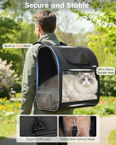 pecute Cat Backpack Expandable, Cat Carrier Backpack Acrylic Window - Image 5
