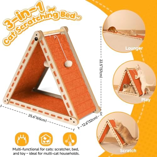 Felt Cat Scratcher for Indoor Cats, Foldable Triangle - Image 4