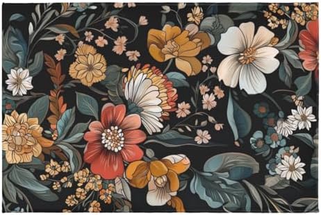 Giwawa Vintage Floral Bath Rug Boho Flower Bathroom Mat Soft Quick Dry Non Slip by Giwawa