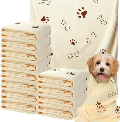 Irenare 12 Pack Dog Bath Towel Set 20'' x 39'' Microfiber by Irenare