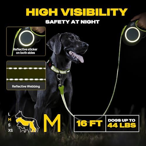 Fida Retractable Dog Leash, Reflective 16ft Heavy Duty Pet Walking Leash - Image 2