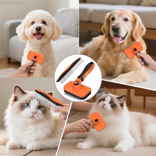 2PCS Self Cleaning Slicker Brush & Dog Comb - Image 6