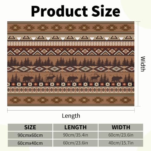 Giwawa Rustic Bear Deer Bath Rug Boho Ethnic Plush Carpet 24x35 Inch Soft - Image 3